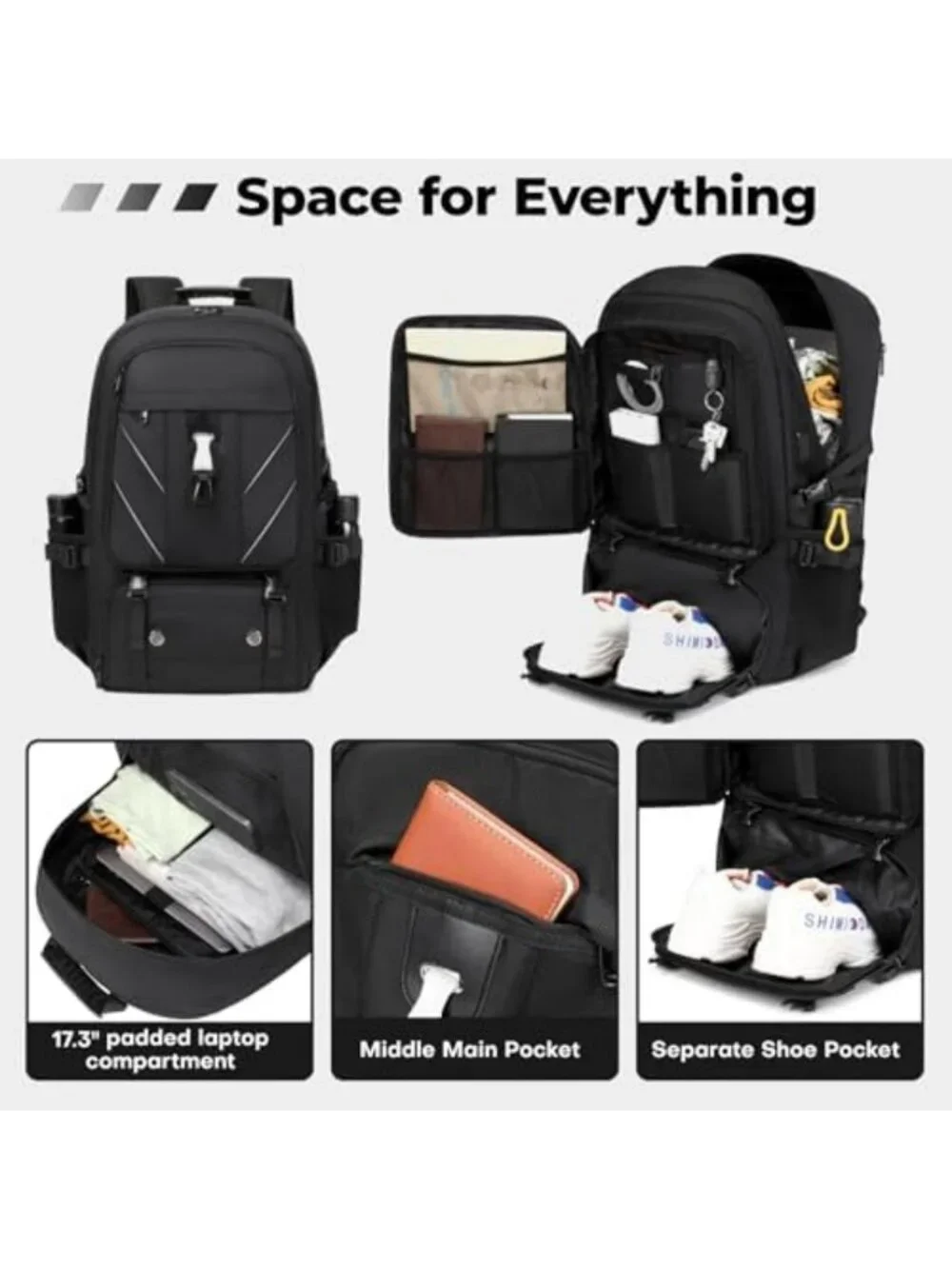 Travel Laptop Backpack 17.3 Inch, Water Resistant, Anti-Theft, USB Port, 50L